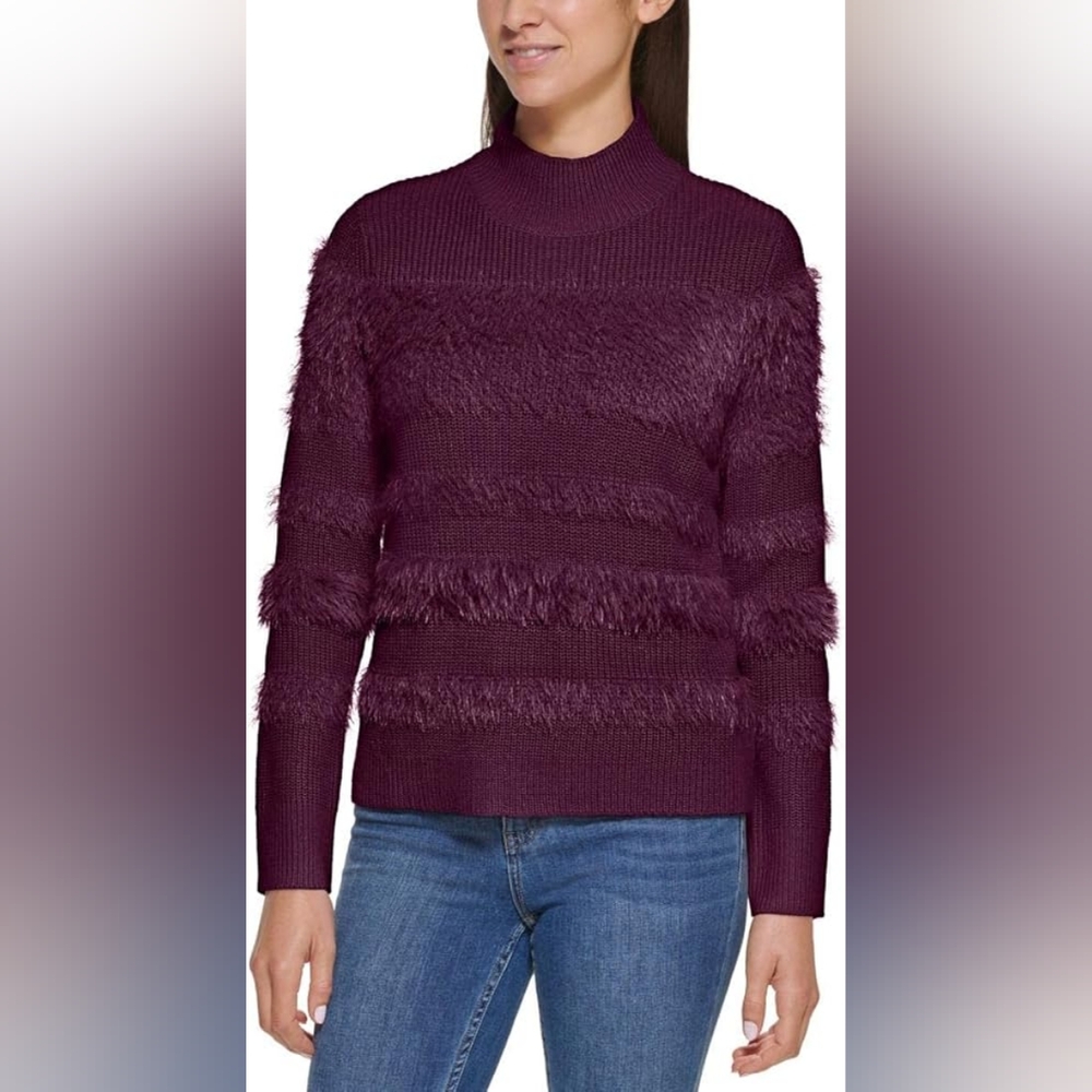 Calvin Klein Off-the-Shoulder Purple Sweater
